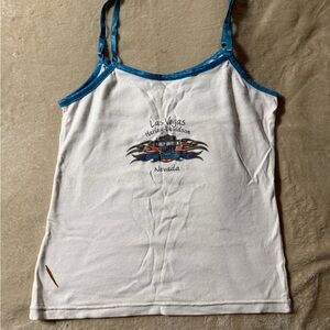 Harley-Davidson White Camisole with Blue Trim